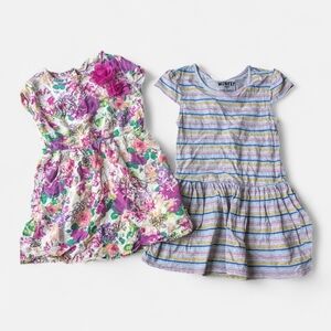 🌞4/20$ Floral and Striped Kids Dress Set